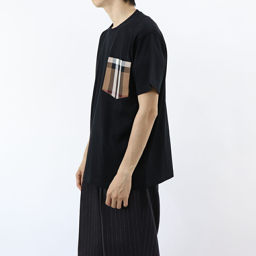 BURBERRY Tシャツ ブラック バーバリーチェック ポケット 半袖 8073030