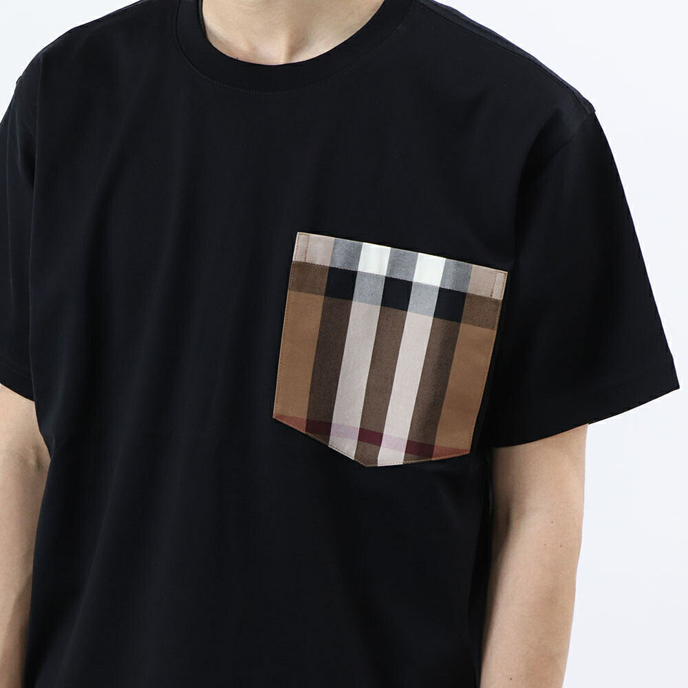 BURBERRY Tシャツ ブラック バーバリーチェック ポケット 半袖 8073030