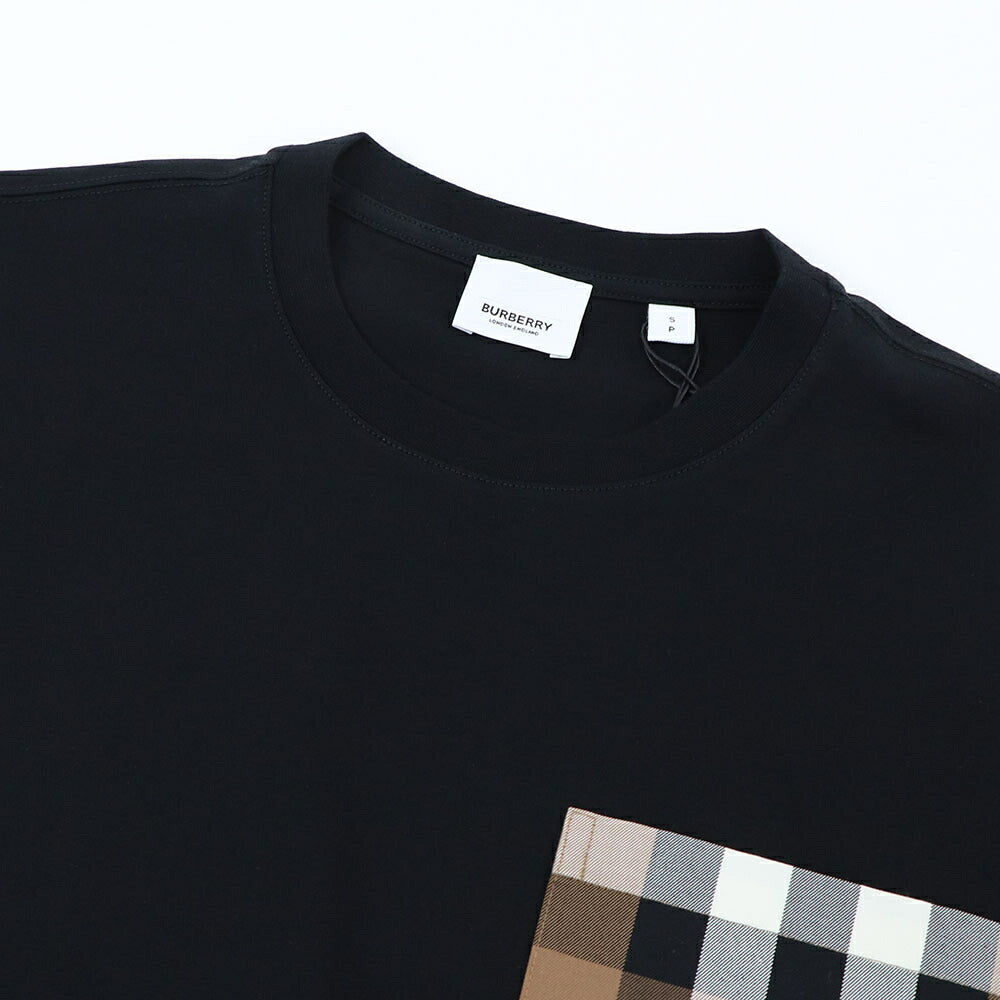 BURBERRY Tシャツ ブラック バーバリーチェック ポケット 半袖 8073030