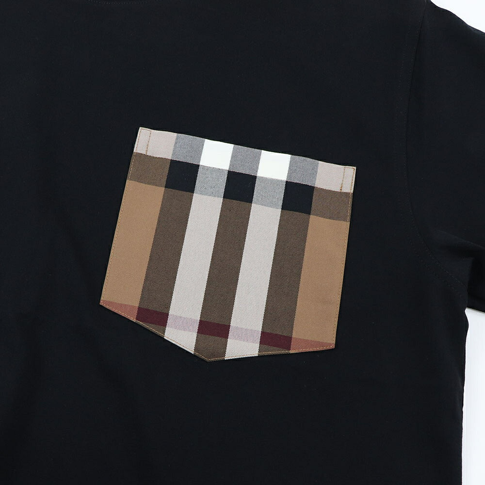 BURBERRY Tシャツ ブラック バーバリーチェック ポケット 半袖 8073030