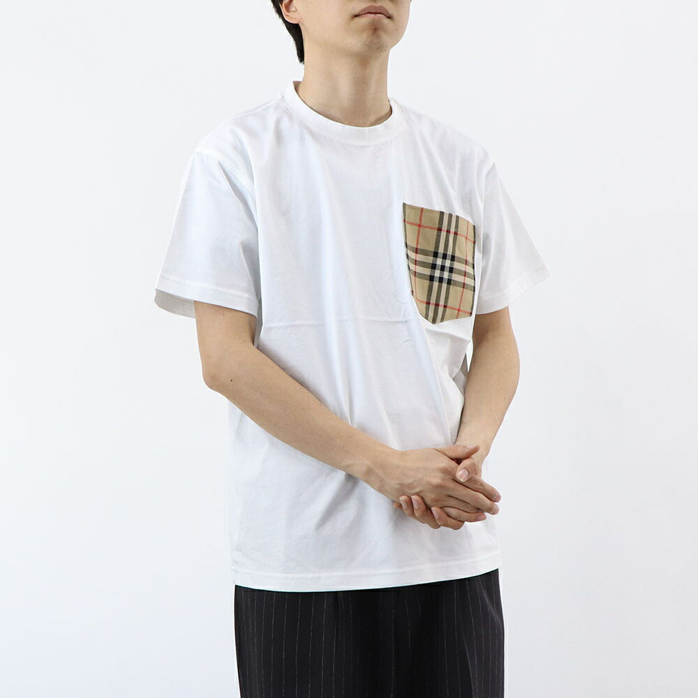BURBERRY Tシャツ ホワイト バーバリーチェック ポケット付き 半袖 8073031