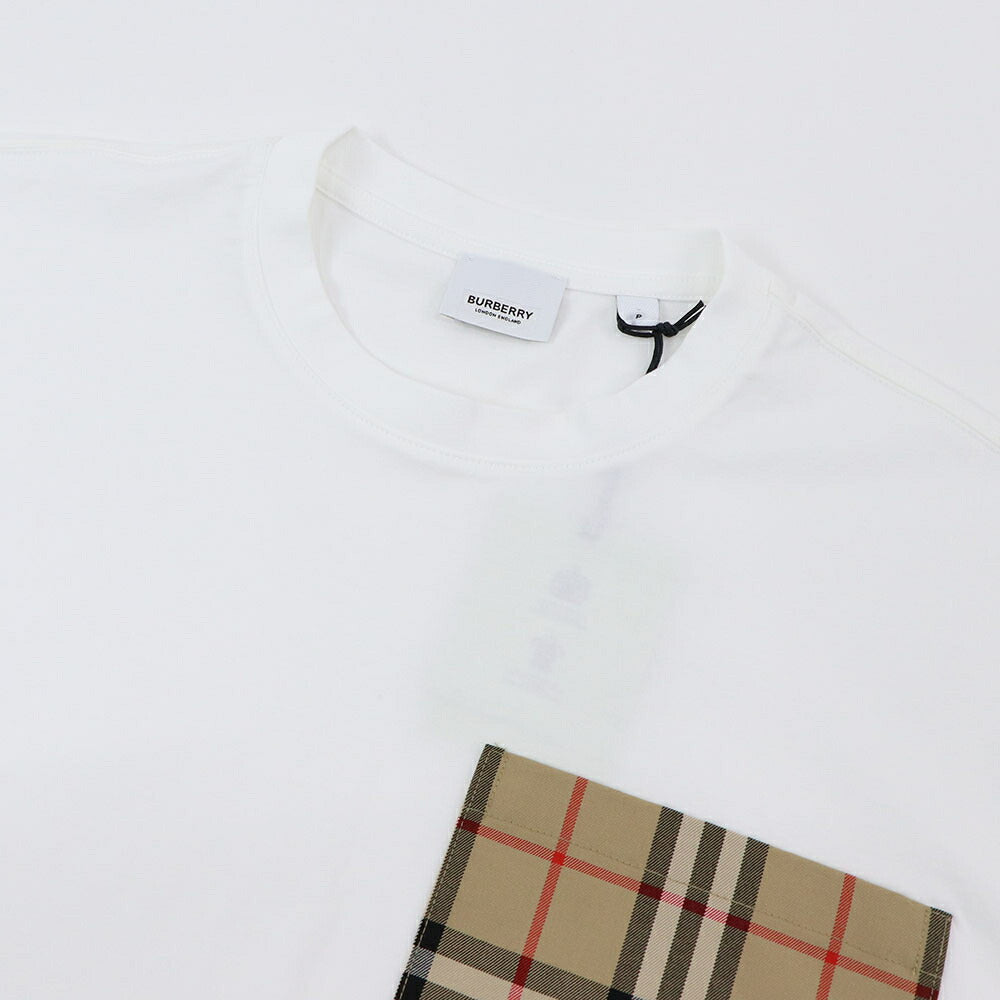 BURBERRY Tシャツ ホワイト バーバリーチェック ポケット付き 半袖 8073031