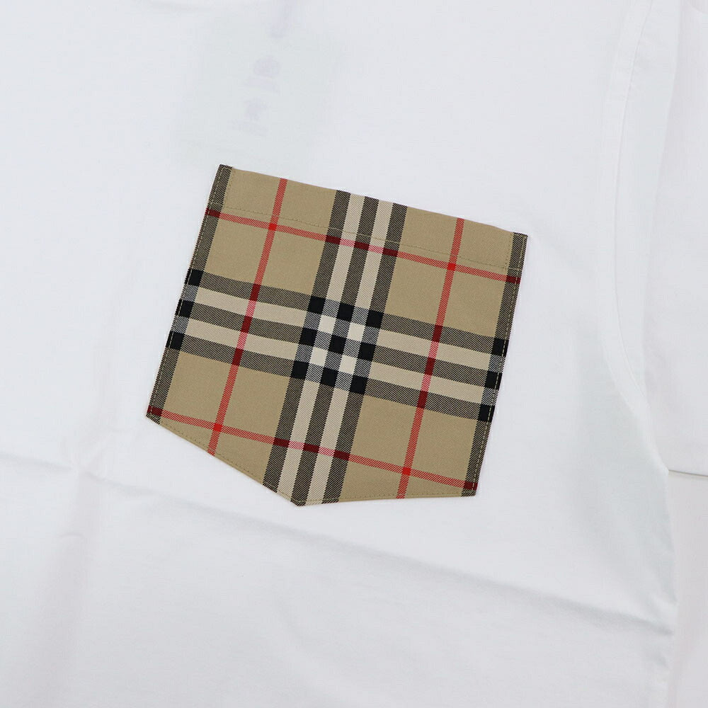BURBERRY Tシャツ ホワイト バーバリーチェック ポケット付き 半袖 8073031
