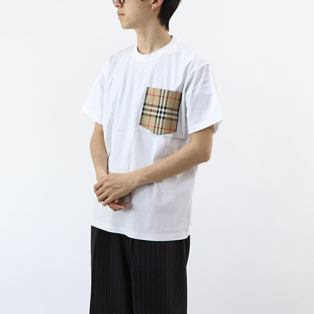 BURBERRY Tシャツ ホワイト バーバリーチェック　ポケット 半袖 8080322