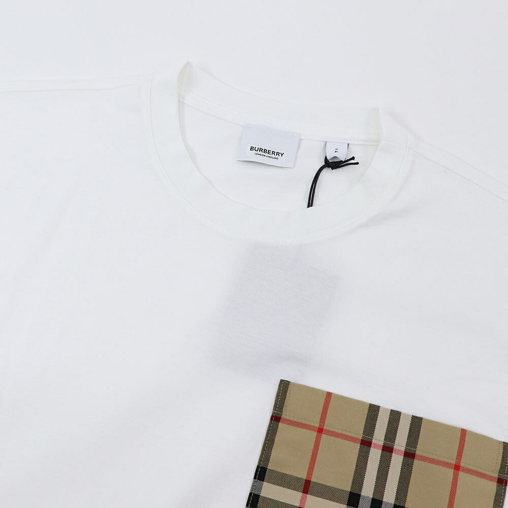 BURBERRY Tシャツ ホワイト バーバリーチェック　ポケット 半袖 8080322