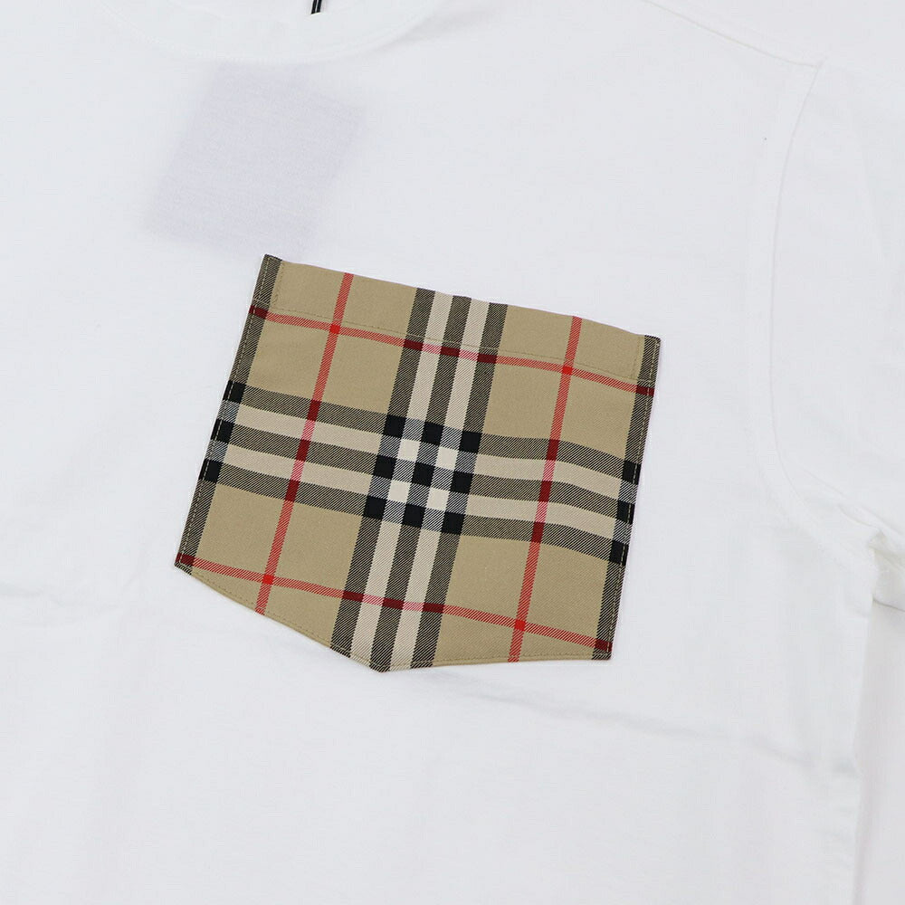 BURBERRY Tシャツ ホワイト バーバリーチェック　ポケット 半袖 8080322