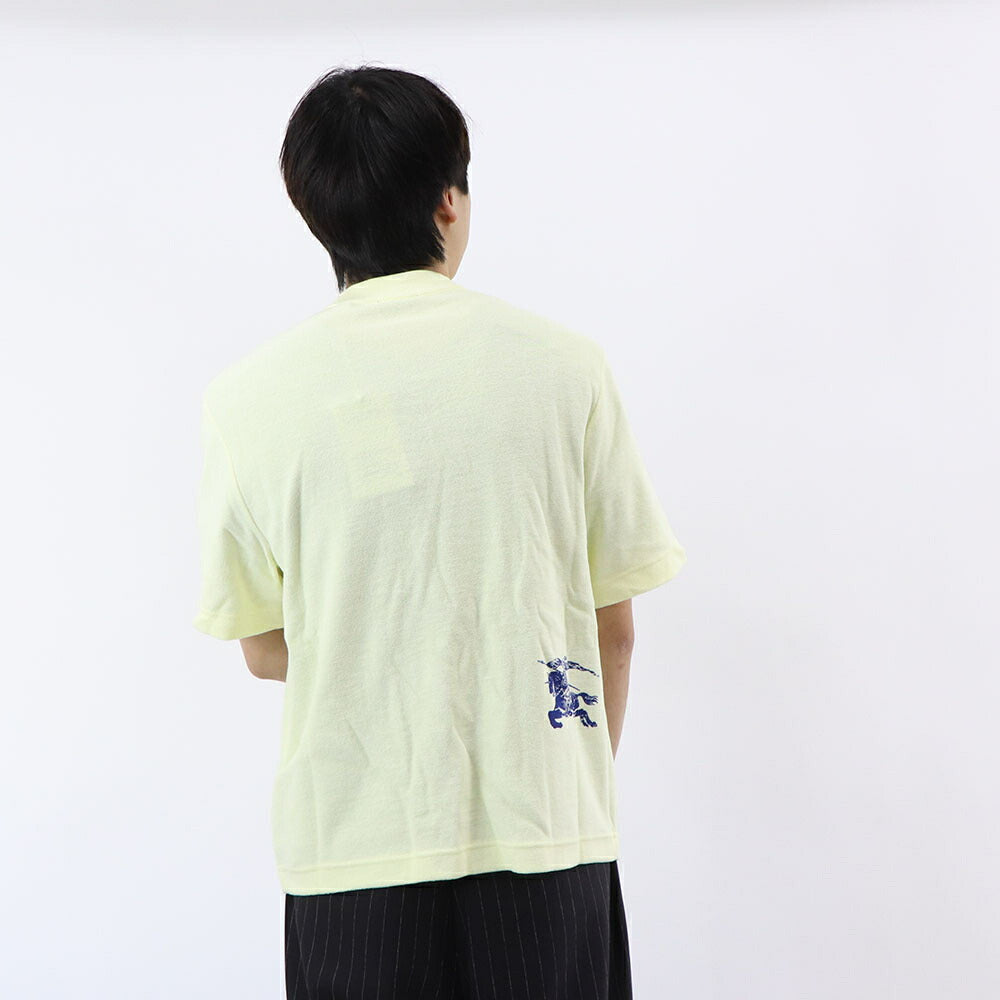 BURBERRY Tシャツ ライトイエロー タオル地 ワンポイント 半袖 8083630