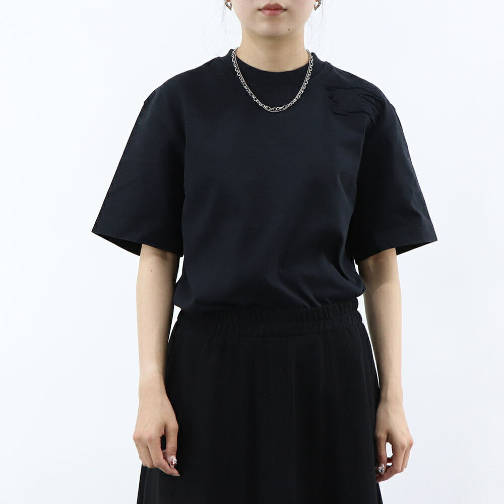 BURBERRY Tシャツ ブラック ワンポイント 刺繍 半袖 8084969
