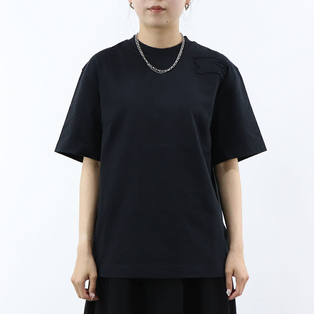 BURBERRY Tシャツ ブラック ワンポイント 刺繍 半袖 8084969