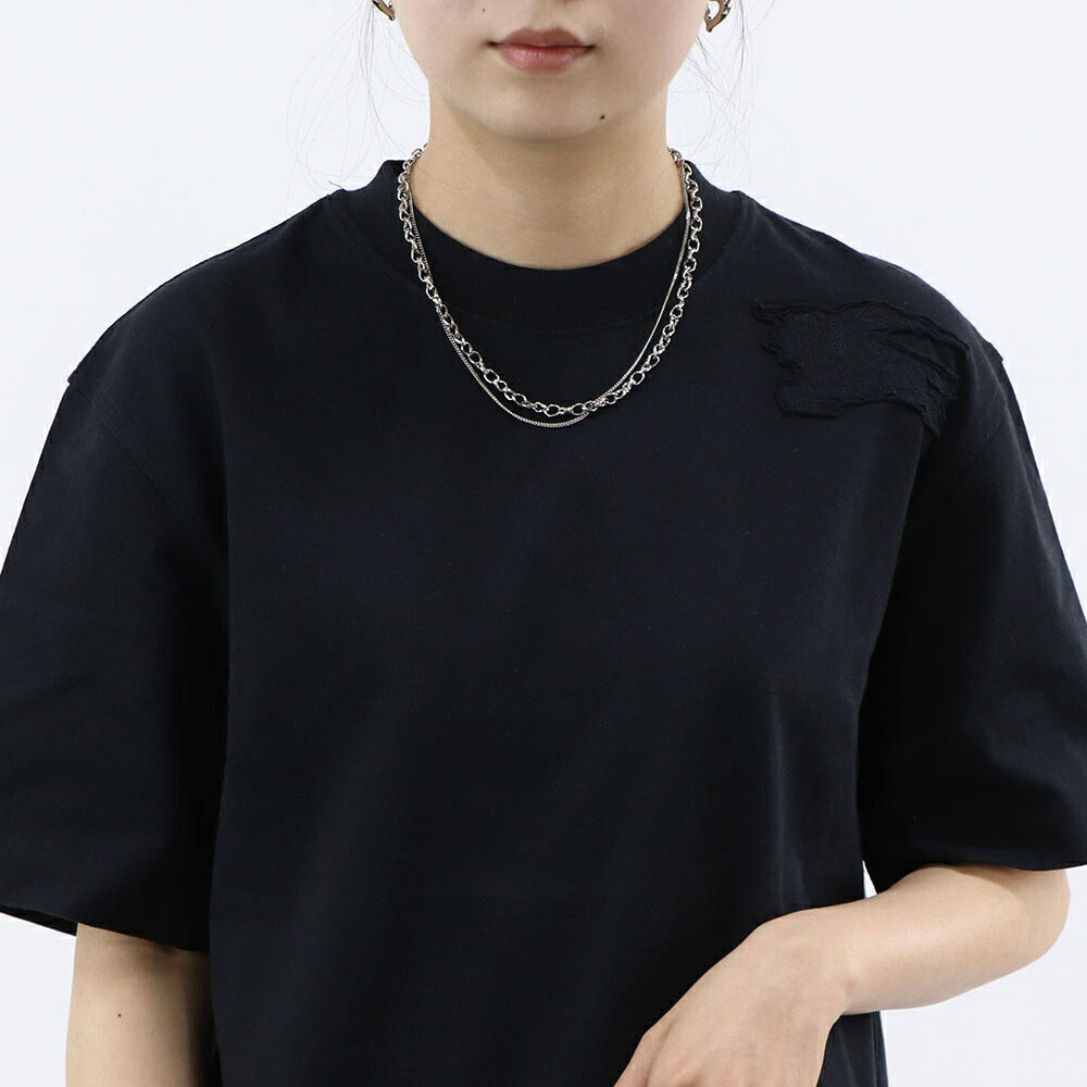 BURBERRY Tシャツ ブラック ワンポイント 刺繍 半袖 8084969