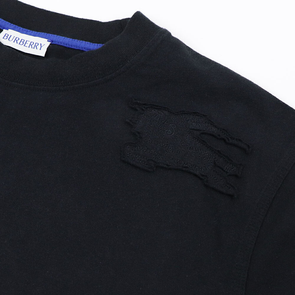BURBERRY Tシャツ ブラック ワンポイント 刺繍 半袖 8084969