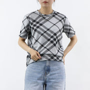 BURBERRY Tシャツ グレー チェック柄 半袖 8088061