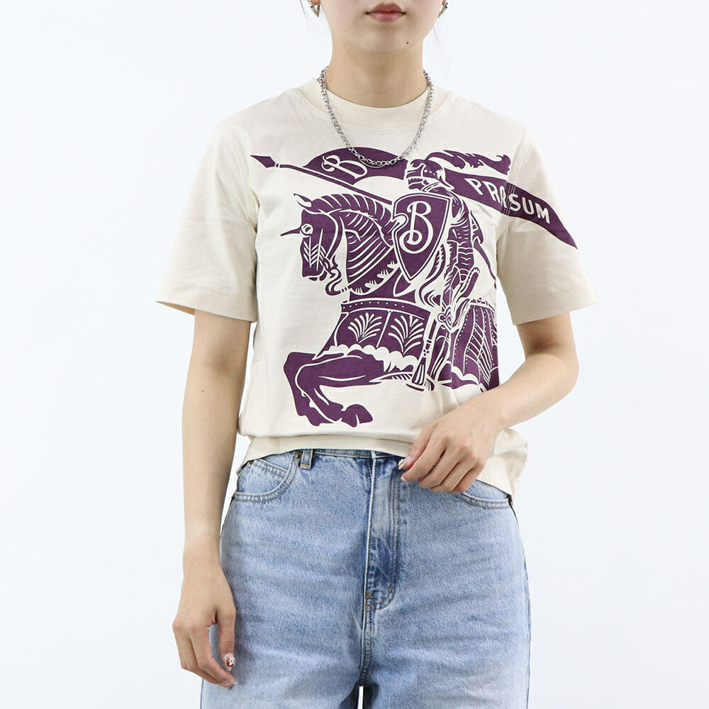 BURBERRY Tシャツ ホワイト×パープル 半袖シャツ ロゴ 8096379