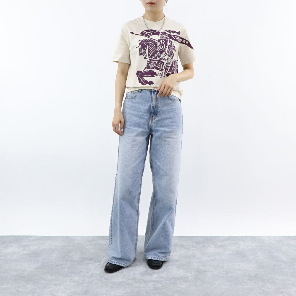 BURBERRY Tシャツ ホワイト×パープル 半袖シャツ ロゴ 8096379