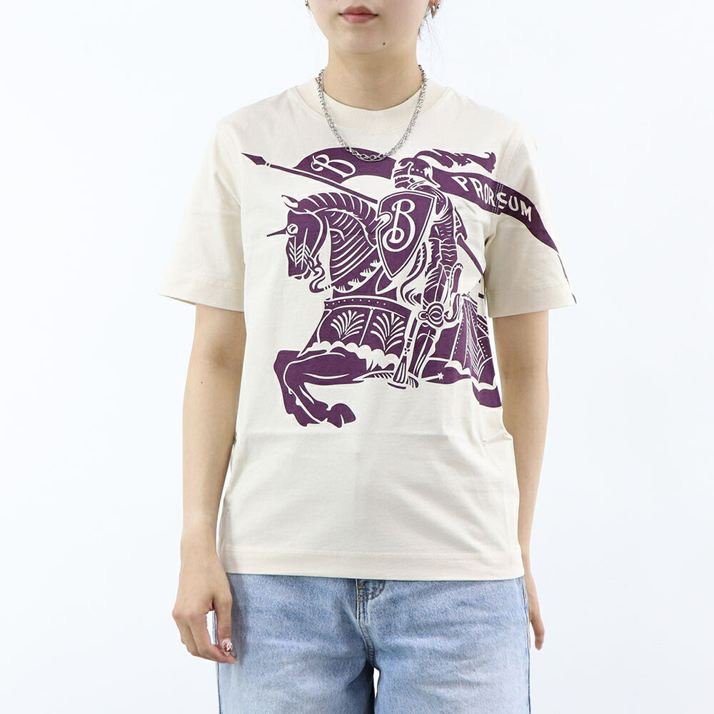 BURBERRY Tシャツ ホワイト×パープル 半袖シャツ ロゴ 8096379