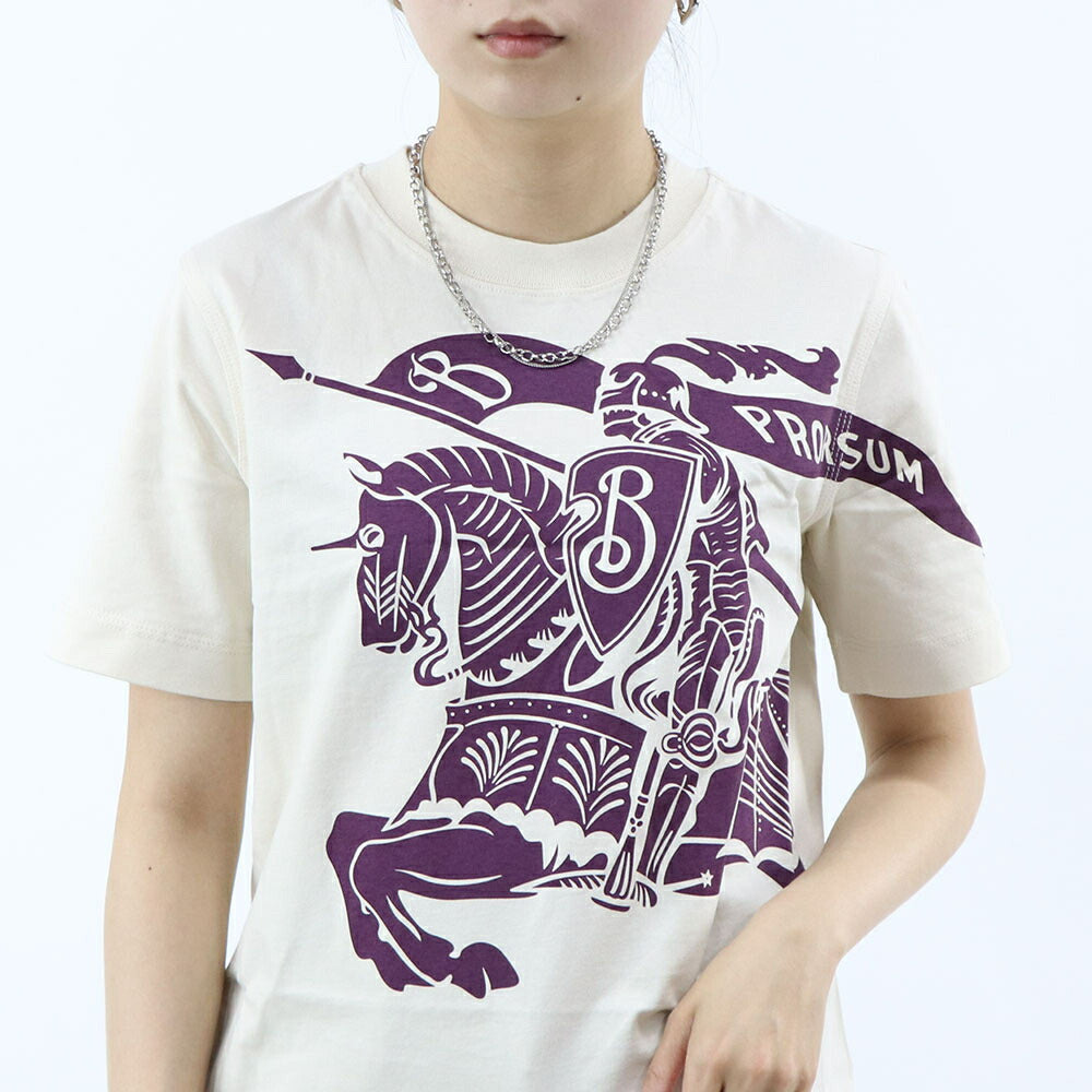 BURBERRY Tシャツ ホワイト×パープル 半袖シャツ ロゴ 8096379