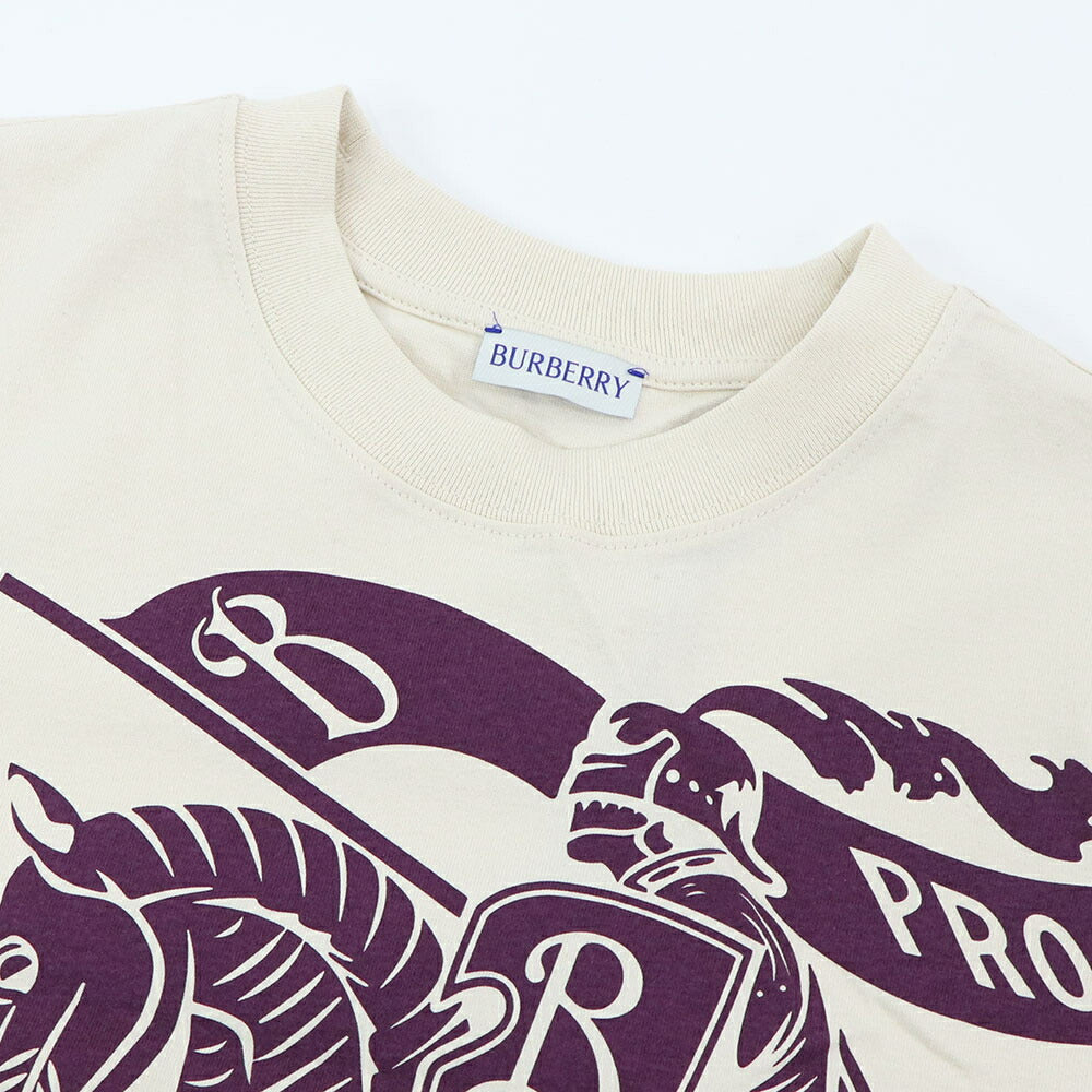 BURBERRY Tシャツ ホワイト×パープル 半袖シャツ ロゴ 8096379