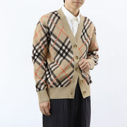 BURBERRY ニット ベージュ カーディガン チェック柄 8093491