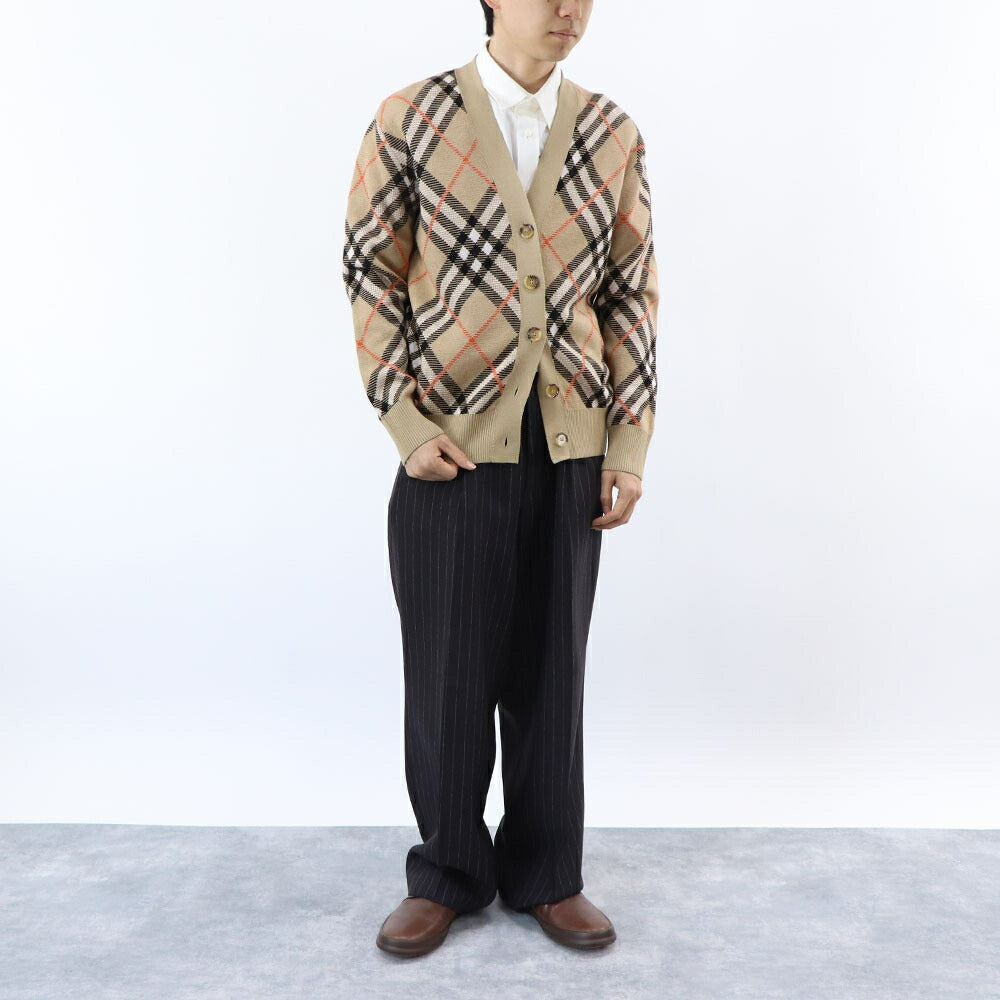 BURBERRY ニット ベージュ カーディガン チェック柄 8093491