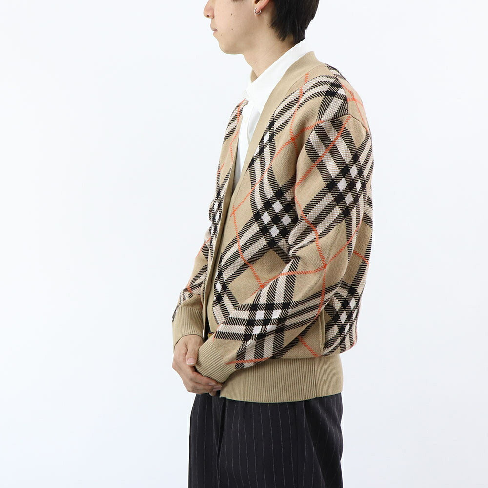 BURBERRY ニット ベージュ カーディガン チェック柄 8093491
