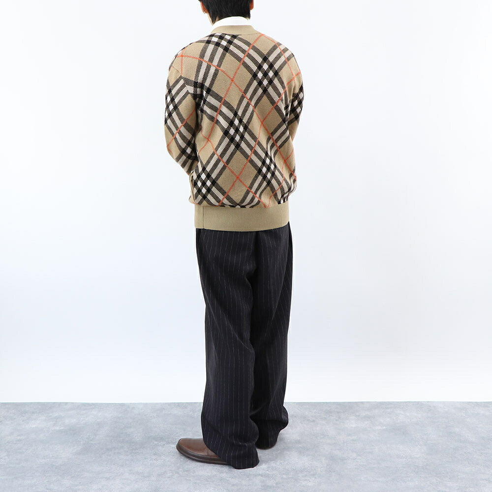 BURBERRY ニット ベージュ カーディガン チェック柄 8093491