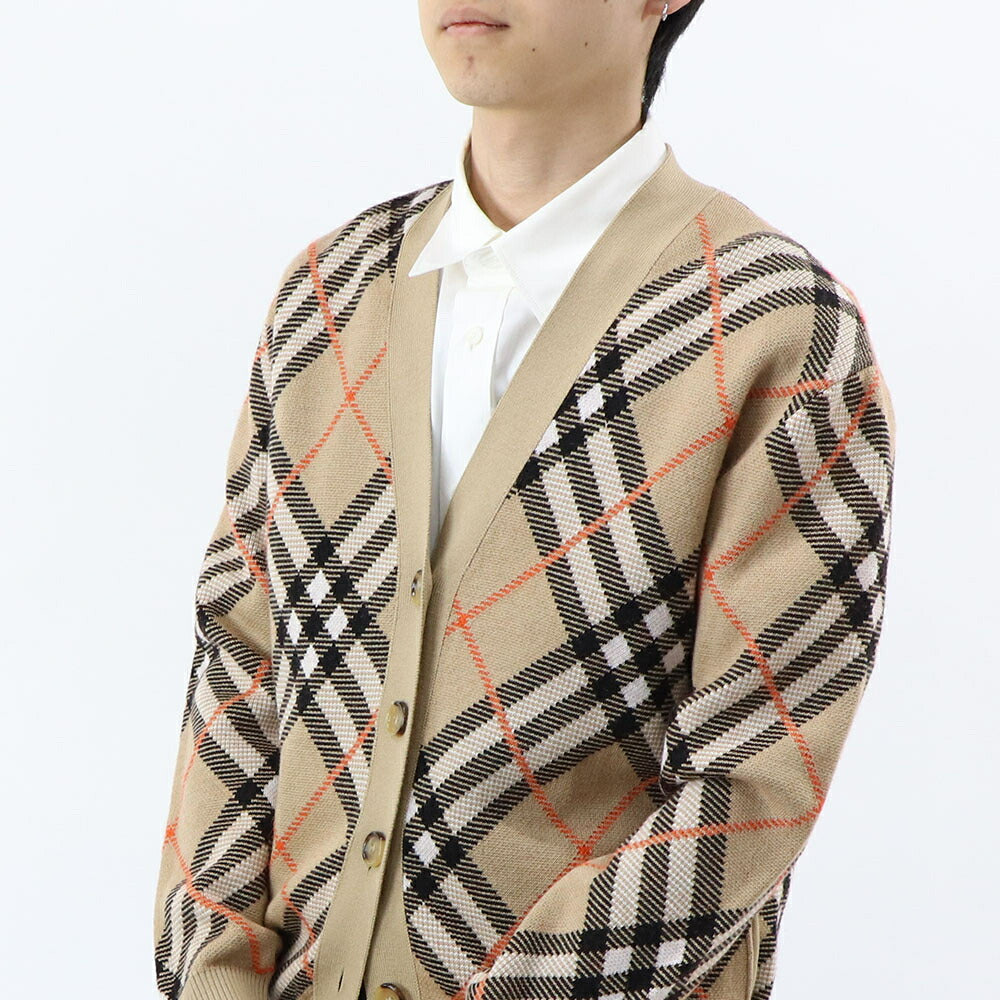 BURBERRY ニット ベージュ カーディガン チェック柄 8093491