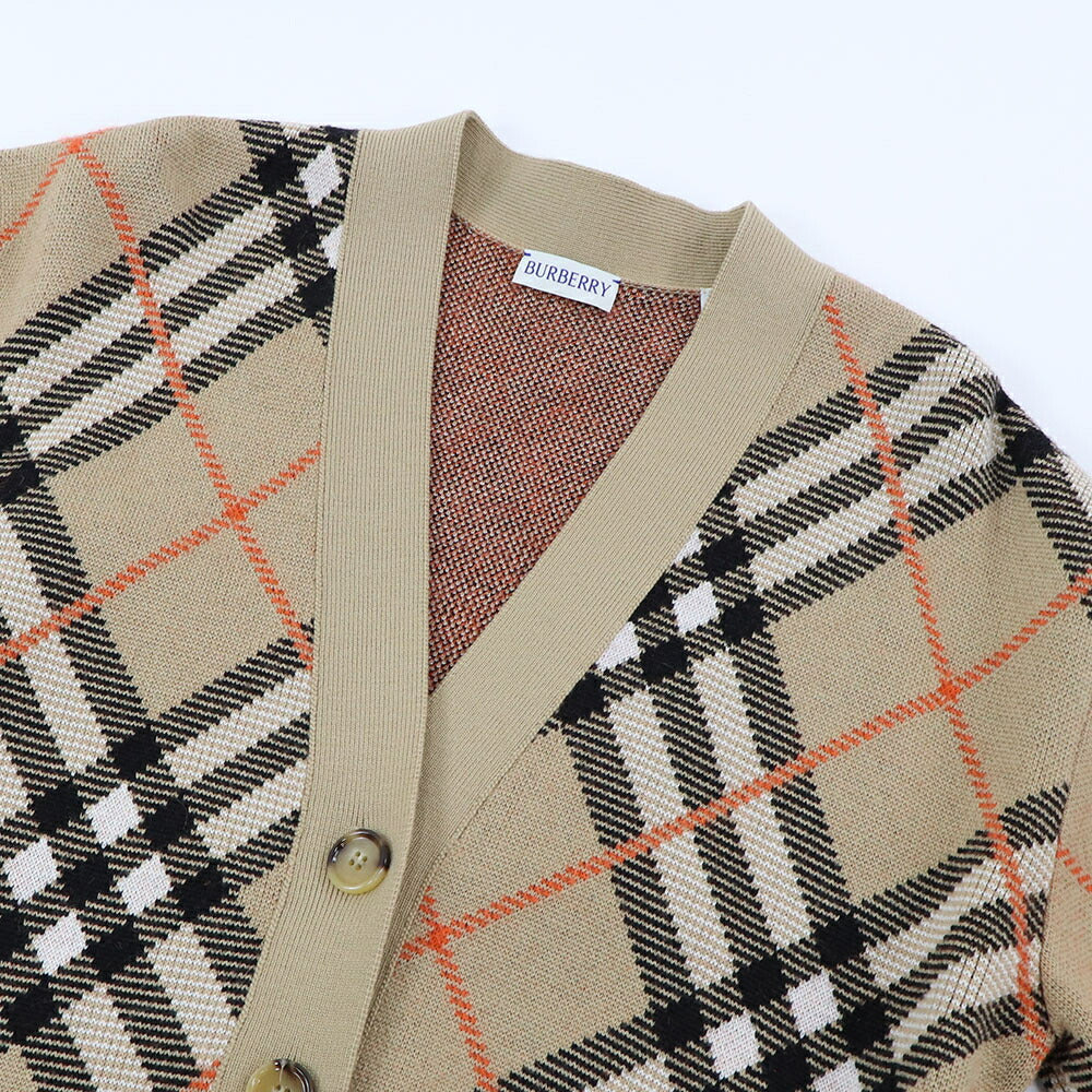 BURBERRY ニット ベージュ カーディガン チェック柄 8093491