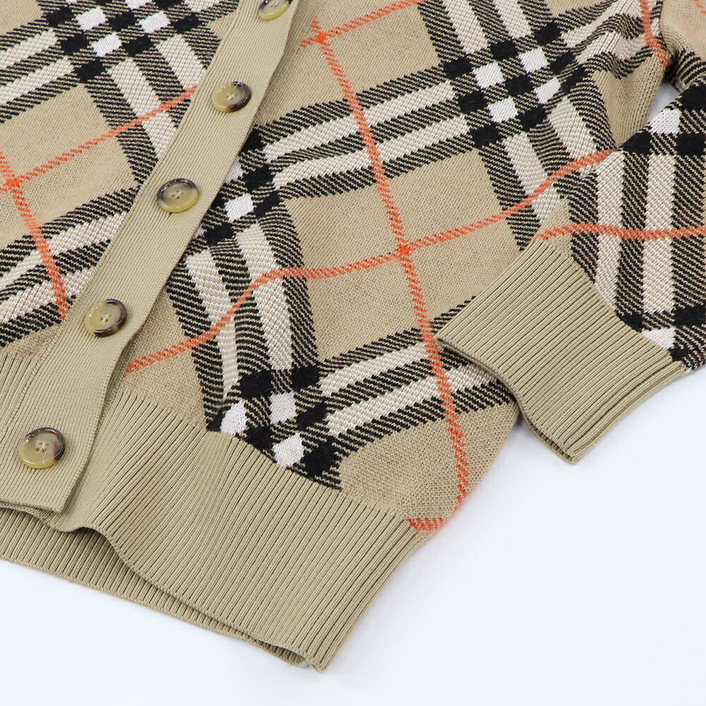 BURBERRY ニット ベージュ カーディガン チェック柄 8093491