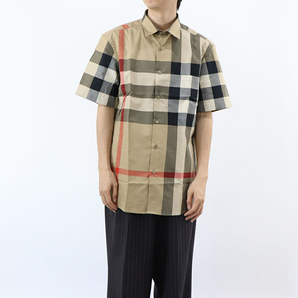 BURBERRY シャツ ベージュ バーバリーチェック 胸ポケット スプレッドカラー 8079591