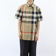 BURBERRY シャツ ベージュ バーバリーチェック 胸ポケット スプレッドカラー 8079591