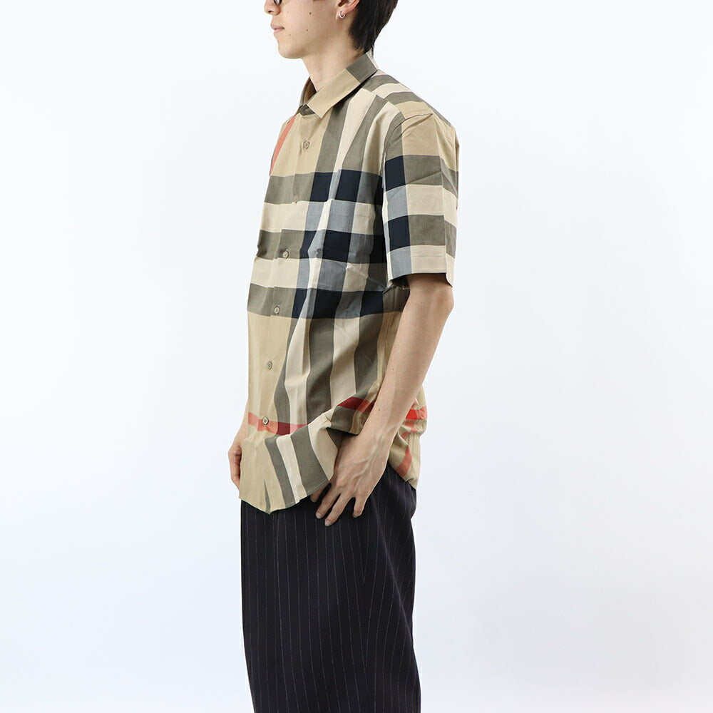 BURBERRY シャツ ベージュ バーバリーチェック 胸ポケット スプレッドカラー 8079591