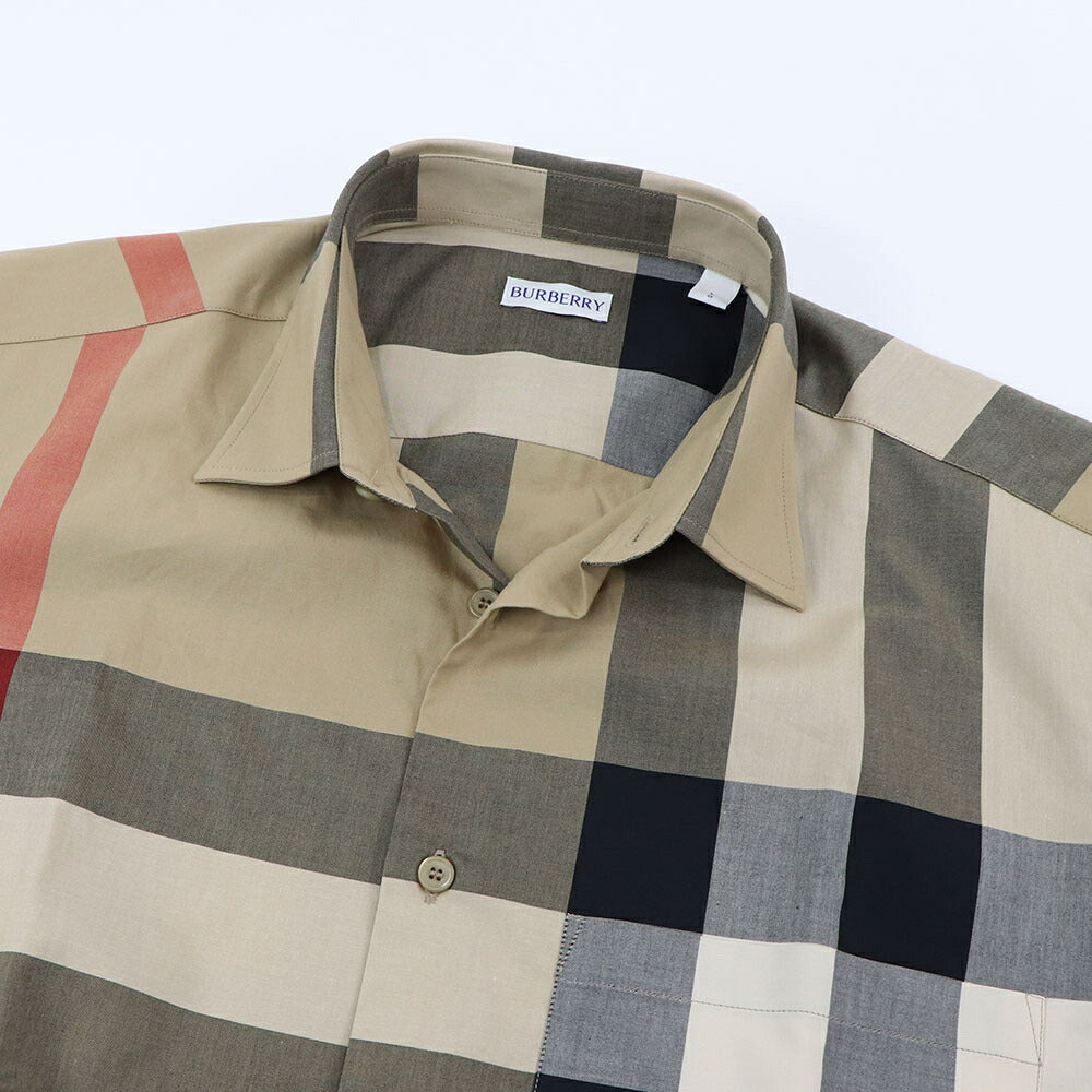 BURBERRY シャツ ベージュ バーバリーチェック 胸ポケット スプレッドカラー 8079591