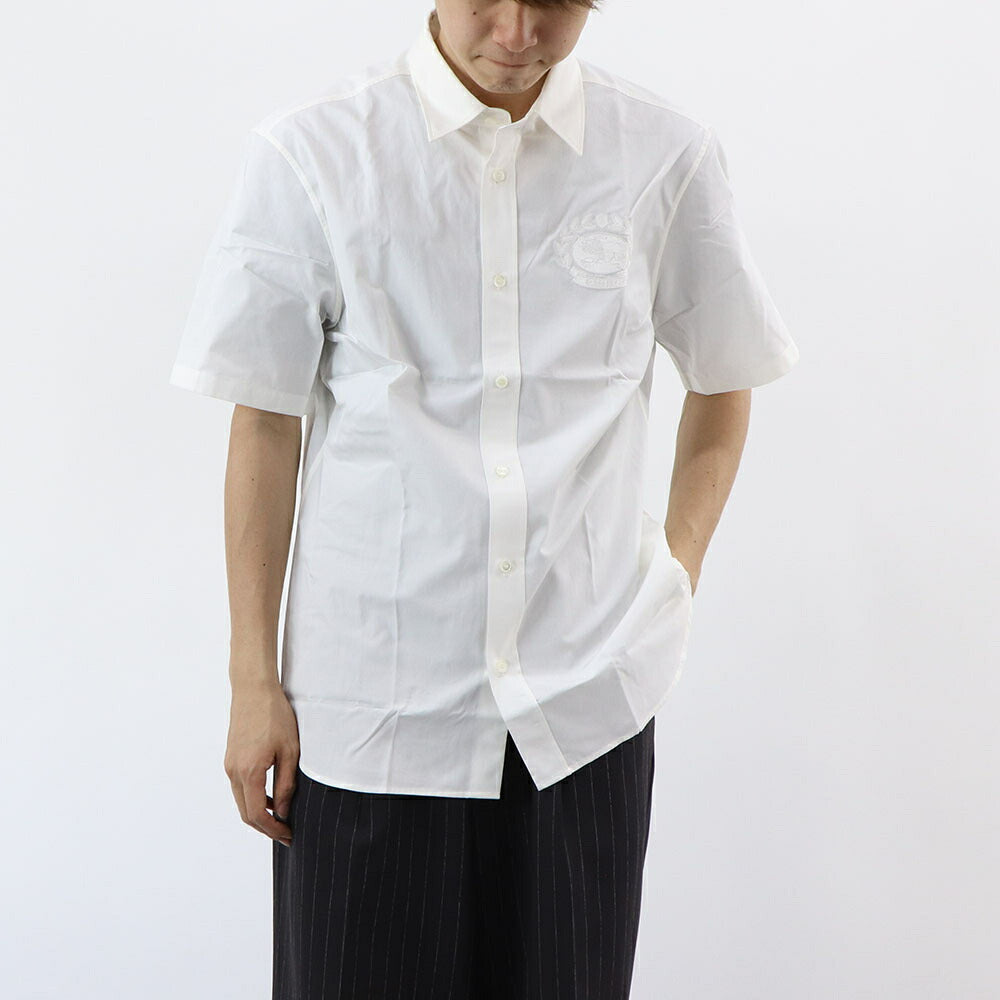 BURBERRY シャツ ホワイト ロゴ 半袖シャツ 刺繍 8095319