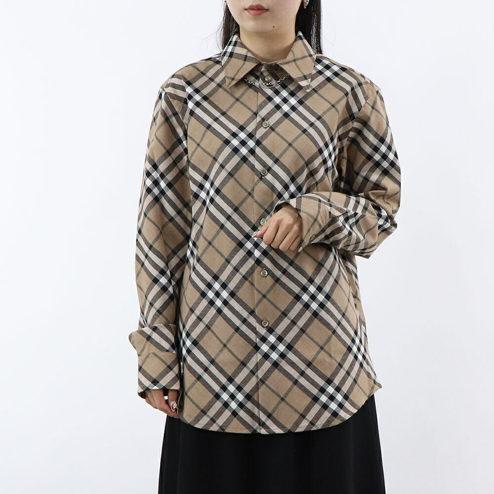 BURBERRY Tシャツ ベージュ チェック柄 長袖シャツ 8093314