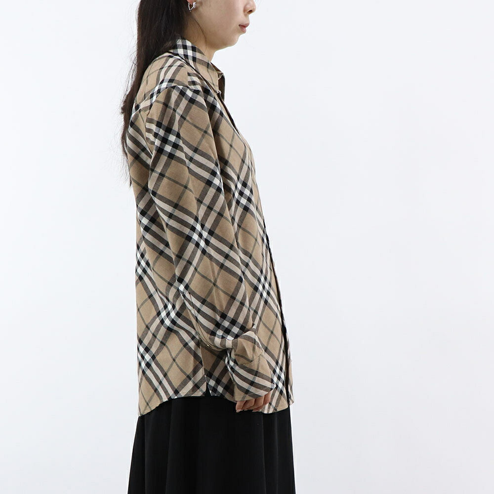 BURBERRY Tシャツ ベージュ チェック柄 長袖シャツ 8093314