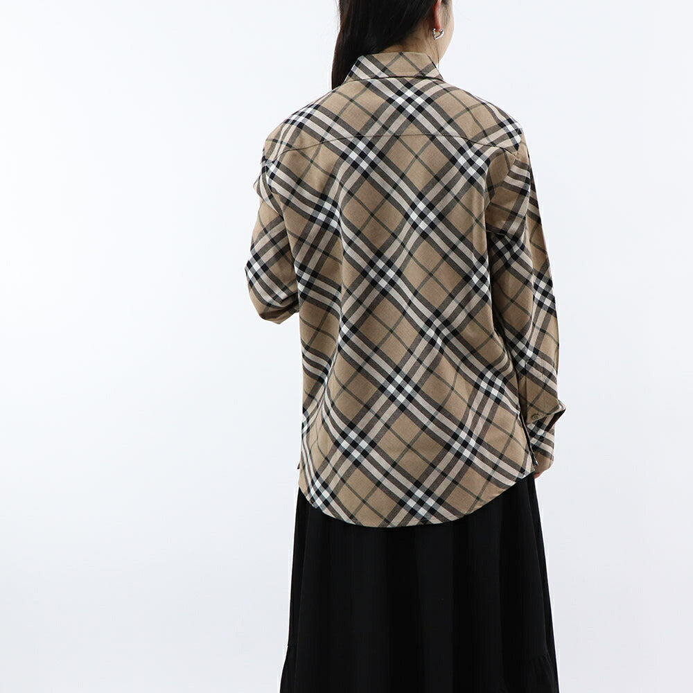 BURBERRY Tシャツ ベージュ チェック柄 長袖シャツ 8093314