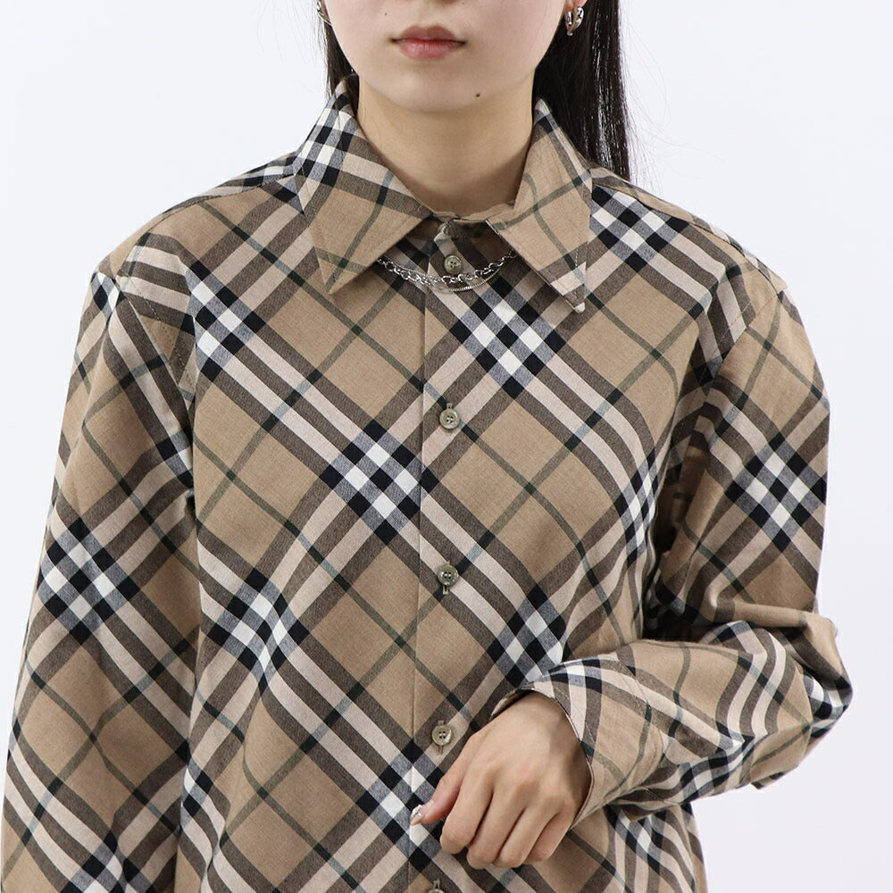 BURBERRY Tシャツ ベージュ チェック柄 長袖シャツ 8093314