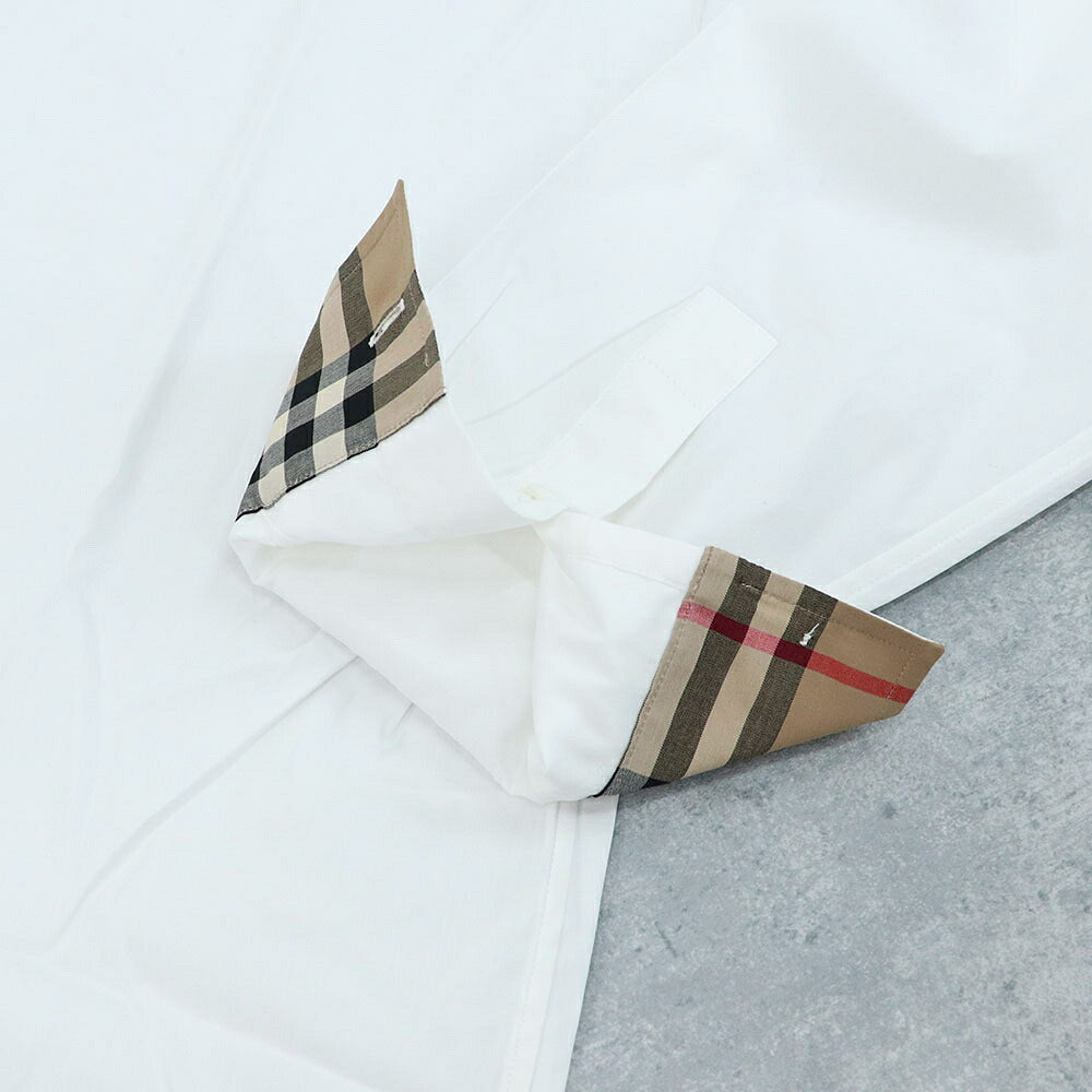 BURBERRY バーバリー メンズ トップス シャツ ホワイト コットン ポリウレタン バーバリーチェック 刺繍 8071465
