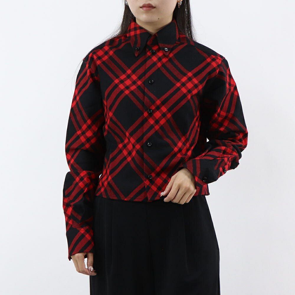 BURBERRY シャツ レッド×ブラック チェックシャツ ショート丈 8098734