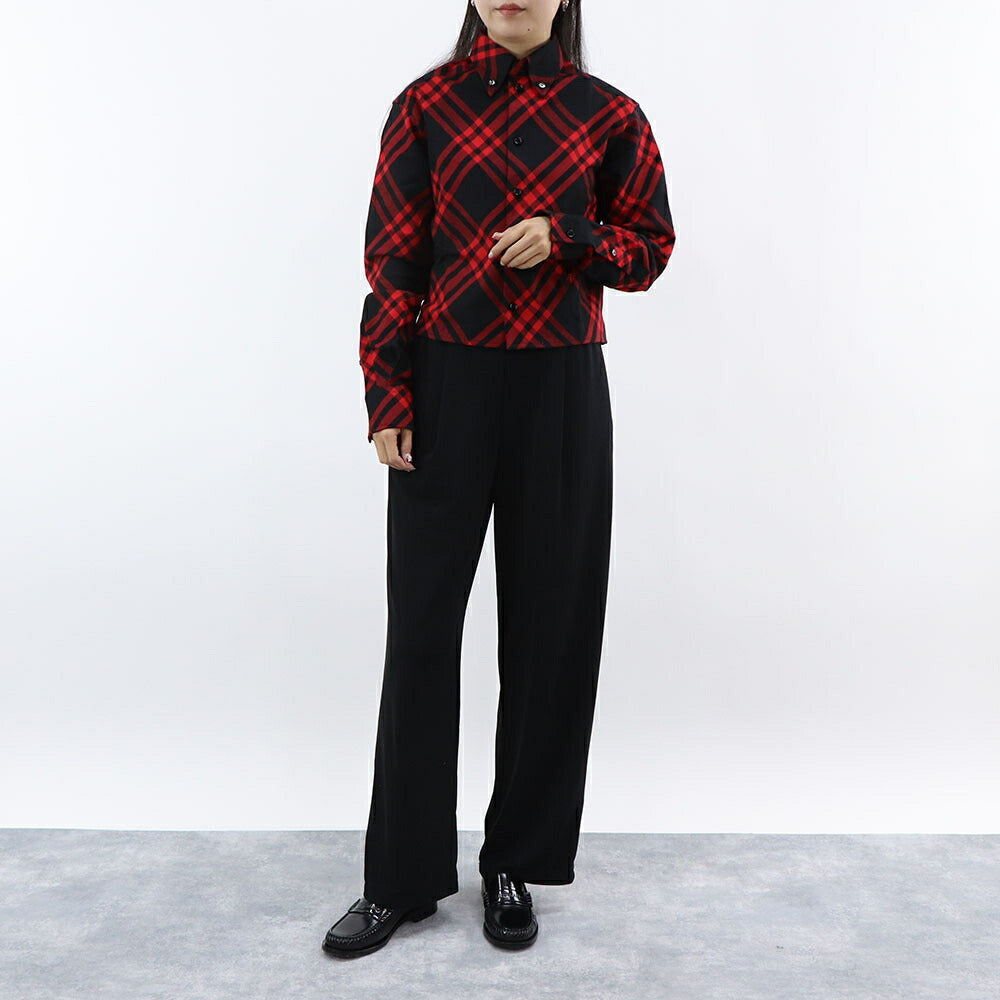 BURBERRY シャツ レッド×ブラック チェックシャツ ショート丈 8098734