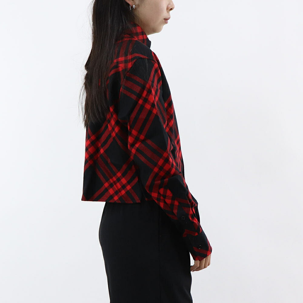 BURBERRY シャツ レッド×ブラック チェックシャツ ショート丈 8098734
