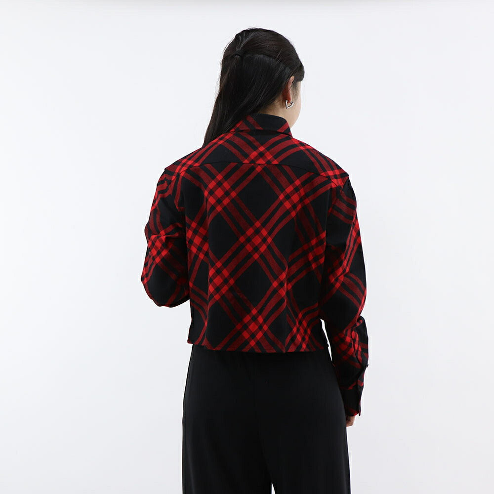 BURBERRY シャツ レッド×ブラック チェックシャツ ショート丈 8098734