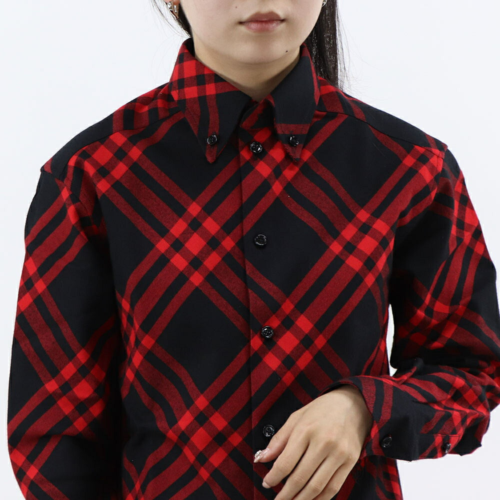 BURBERRY シャツ レッド×ブラック チェックシャツ ショート丈 8098734