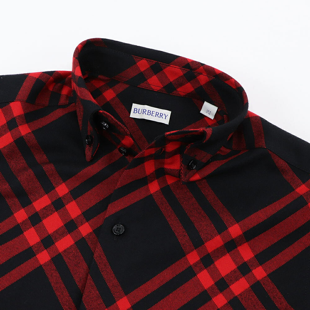 BURBERRY シャツ レッド×ブラック チェックシャツ ショート丈 8098734
