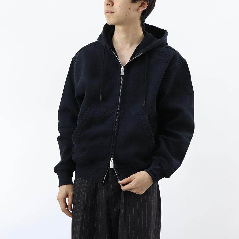 BURBERRY ブラック ジップアップパーカー ロゴ 8084964