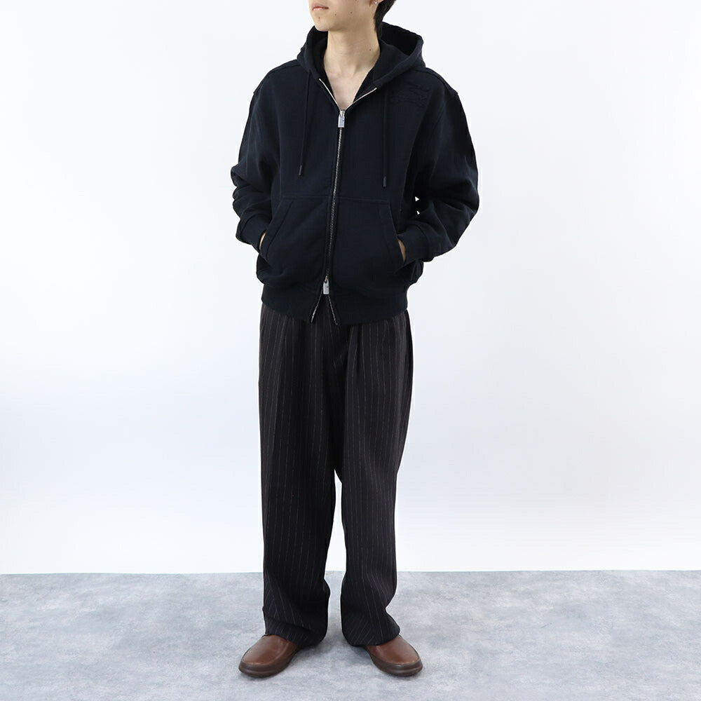 BURBERRY ブラック ジップアップパーカー ロゴ 8084964