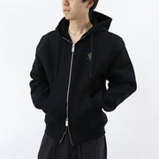 BURBERRY ブラック ジップアップパーカー バックプリント 8097854