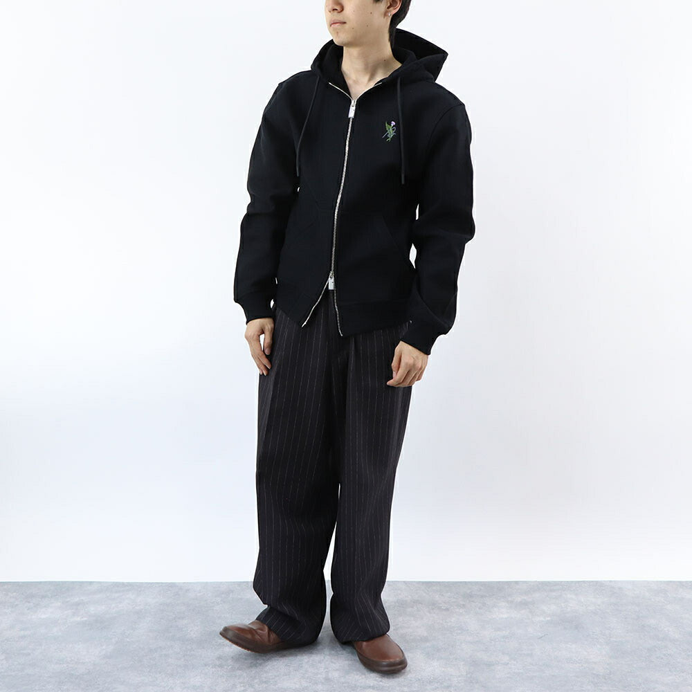 BURBERRY ブラック ジップアップパーカー バックプリント 8097854
