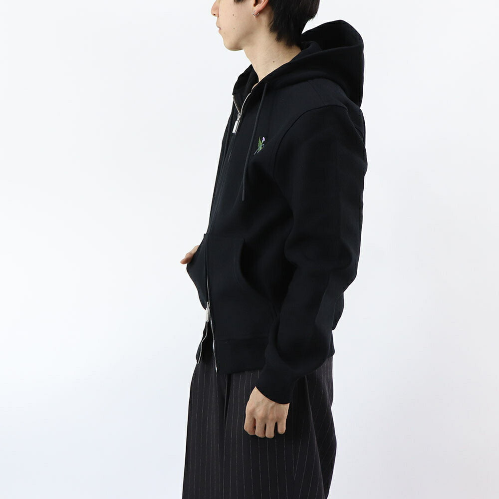 BURBERRY ブラック ジップアップパーカー バックプリント 8097854