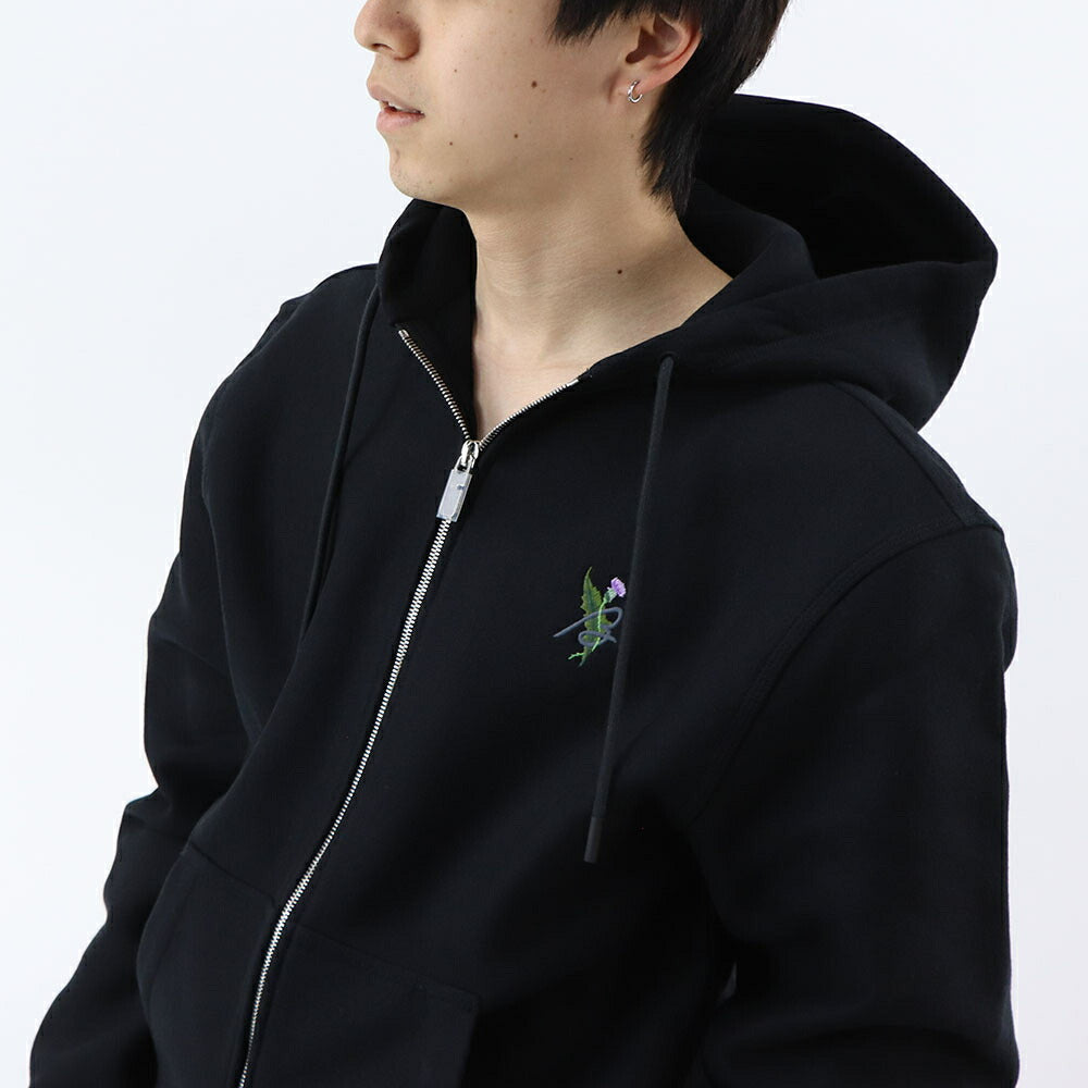 BURBERRY ブラック ジップアップパーカー バックプリント 8097854
